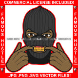 Gang Culture Gangster Black Man Ski Mask Showing Gold Teeth Hip Hop Rap Plug Trap Hood Ghetto Swag Thug Hustler Hustling Famous Hustle Baller Trapper Art Graphic Design Logo T-Shirt Print Printing JPG PNG SVG Vector Cut File
