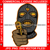 Gangster Black Ski Mask Man Mean Face Gold Teeth Eyes Gun Robber Burglar Hip Hop Rap Rapper Famous Hustler Hustling Trapper Street Thug Dope Baller Trapper Hustling Demon Rapper Art Graphic Design Logo T-Shirt Print Printing JPG PNG SVG Vector Cut File