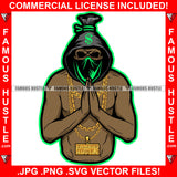 Black Gangster Money Bag Cartoon Character Skull Hoodie Face Mask Black Hooded Praying Hands Gold Jewelry Hip Hop Trap Street Hood Ghetto Swag Thug Boss Hustler Drip Famous Hustle Art Graphic Design Logo T-Shirt Print Printing JPG PNG SVG Vector Cut File