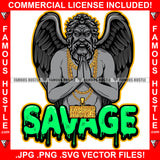 Savage Dripping Drip Greek Mythology Statue Zeus Devil Wings Gold Necklace Hip Hop Rap Plug Trap Street Hood Ghetto Swag Thug Hustler Hustling Drip Famous Hustle Quote Art Graphic Design Logo T-Shirt Print Printing JPG PNG SVG Vector Cut File