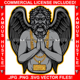 Savage Dripping Drip Greek Mythology Statue Zeus Devil Wings Gold Necklace Hip Hop Rap Plug Trap Street Hood Ghetto Swag Thug Hustler Hustling Drip Famous Hustle Art Graphic Design Logo T-Shirt Print Printing JPG PNG SVG Vector Cut File