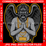 Savage Dripping Drip Greek Mythology Statue Zeus Devil Wings Gold Necklace Hip Hop Rap Plug Trap Street Hood Ghetto Swag Thug Hustler Hustling Drip Famous Hustle Art Graphic Design Logo T-Shirt Print Printing JPG PNG SVG Vector Cut File