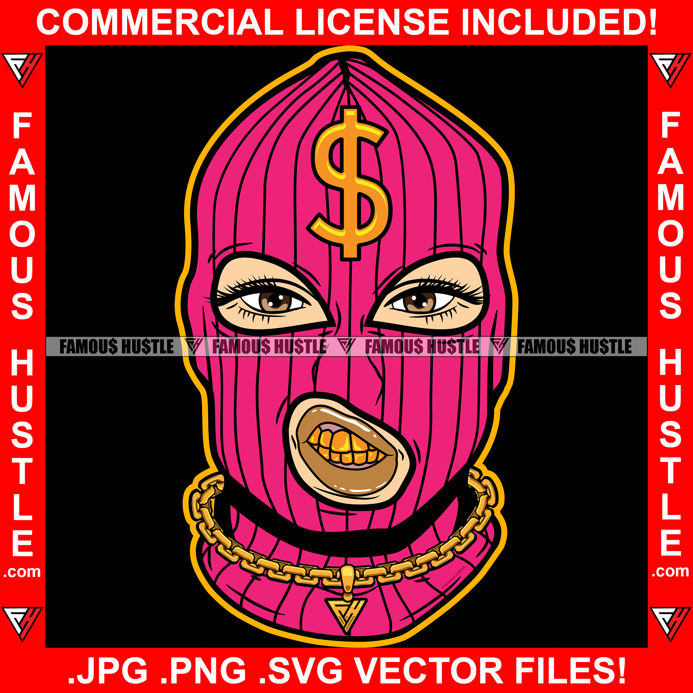 Sexy Gangster Woman Pink Ski Mask Female Gold Teeth Jewelry Mean Face –  famoushustle